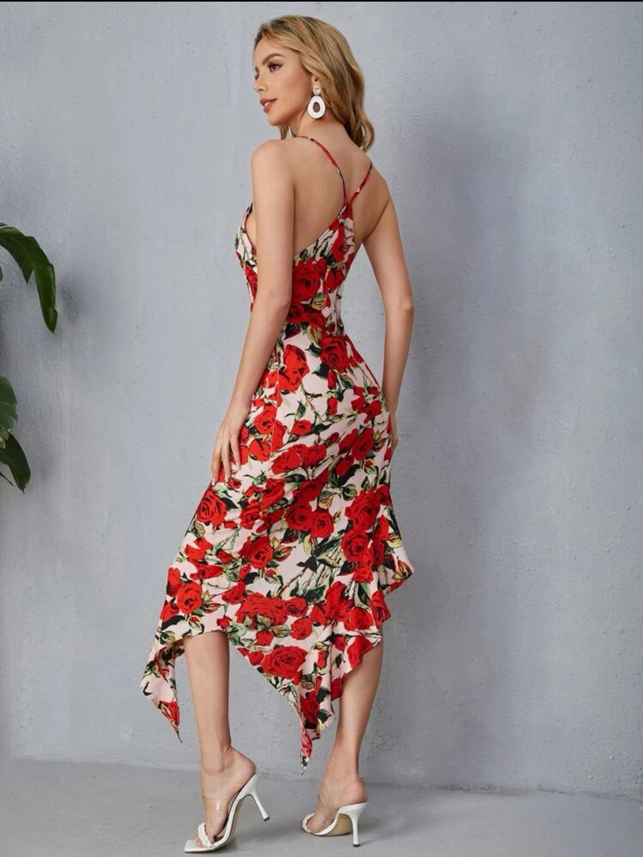 Vestido Floreado Asimétrico – Capri Boutique