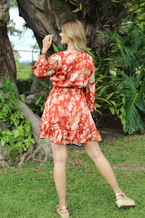 Vestido naranja flores